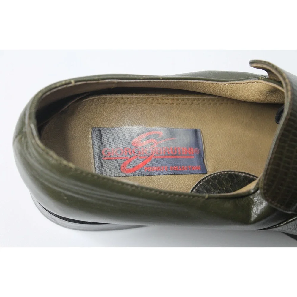 Giorgio Brutini Mens Size 8.5M Rare Green Genuine Snake Skin Loafers 933555-1